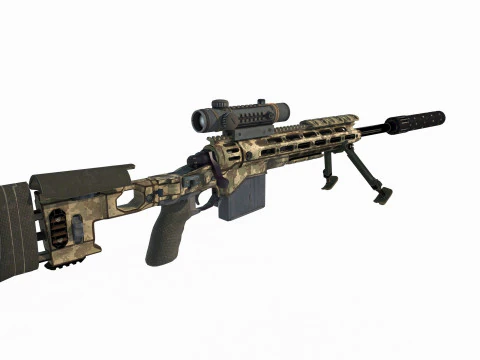 Fucile da cecchino a lungo raggio con arma moderna Modello 3D