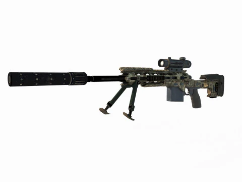 Fucile da cecchino a lungo raggio con arma moderna Modello 3D