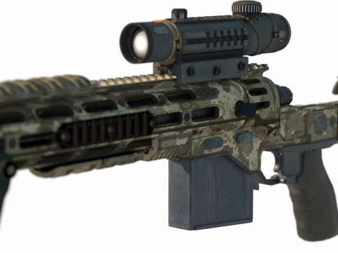 Fucile da cecchino a lungo raggio con arma moderna Modello 3D