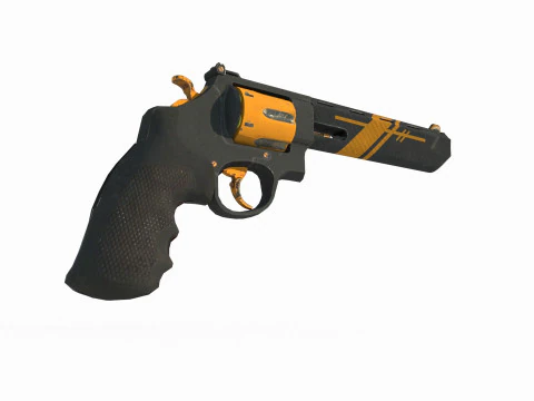 Arma moderna rev&oacute;lver pesado. Modelo 3D