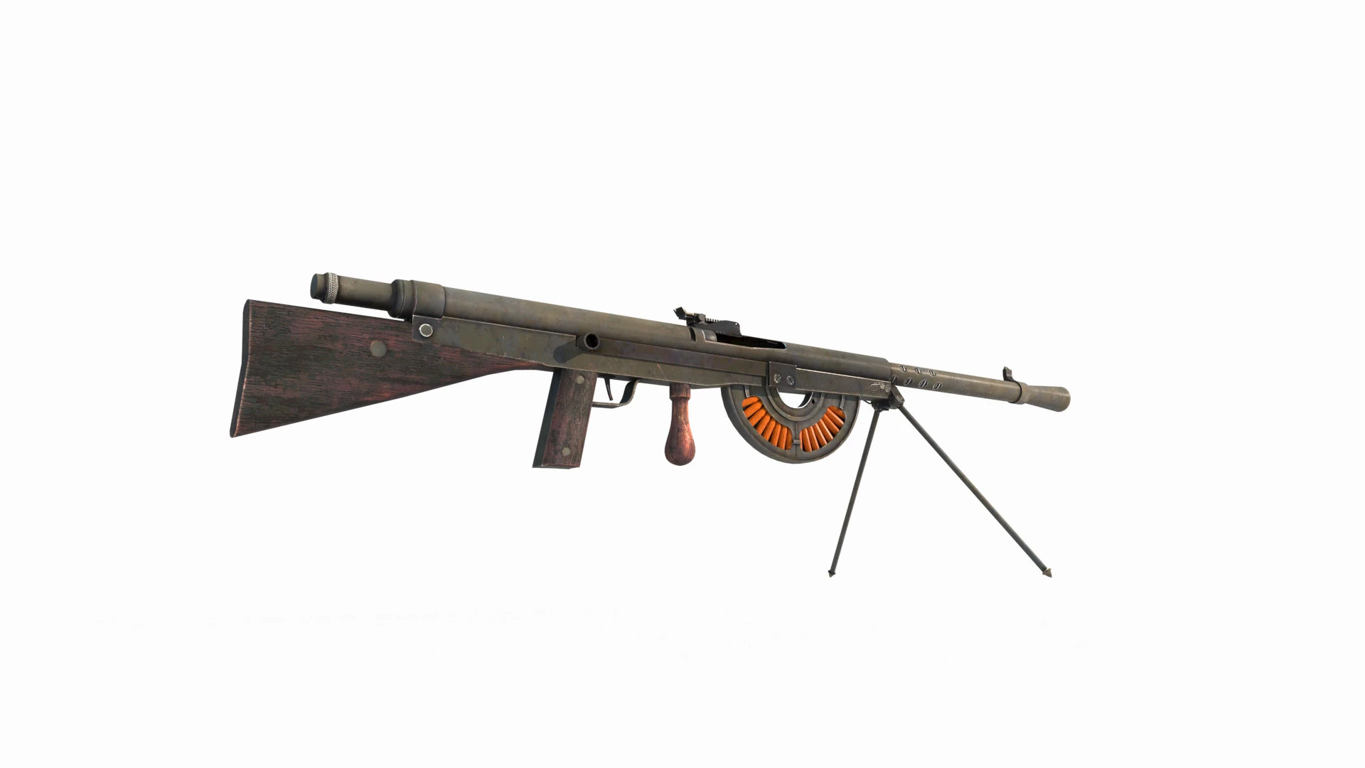 Old style weapon light machine 3D Model .c4d .max .obj .3ds .fbx .stl .blend 