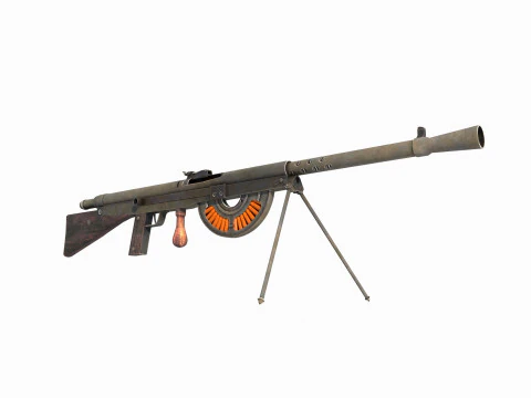 Old style weapon light machine 3D Model