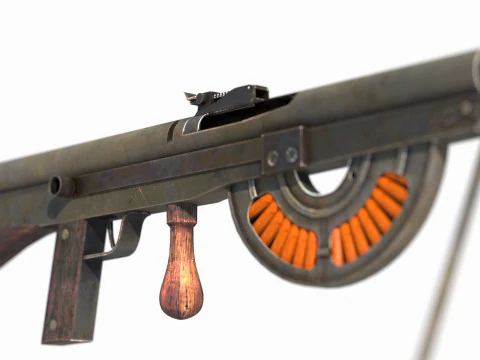 Old style weapon light machine 3D Model
