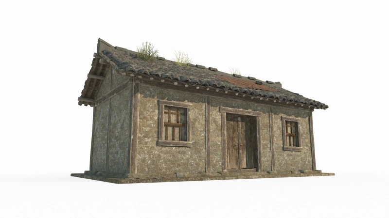 Camera singola della casa piastrellata di architettura antica asiatica Modello 3D .c4d .max .obj .3ds .fbx .stl .blend 