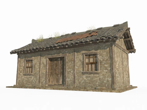 Camera singola della casa piastrellata di architettura antica asiatica Modello 3D