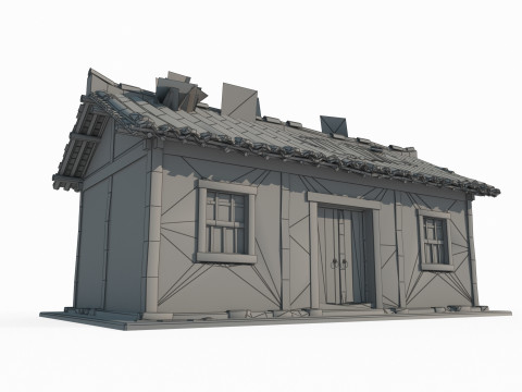 Asian ancient architecture tile house single room 3Dモデル