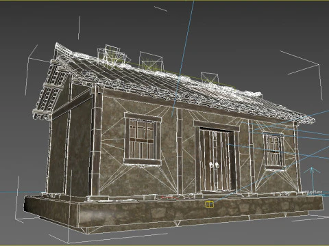 Camera singola della casa piastrellata di architettura antica asiatica Modello 3D