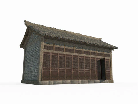 Asiatischer Fliesenladen f&uuml;r antike Architektur 3D Modell