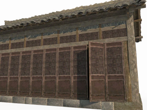Asian ancient architecture tile shop 3D Model