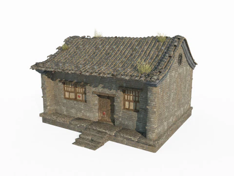 Arsitektur Asia kuno dan bangunan tempat tinggal Model 3D