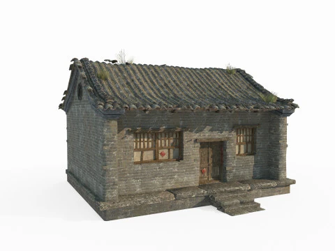 Arsitektur Asia kuno dan bangunan tempat tinggal Model 3D