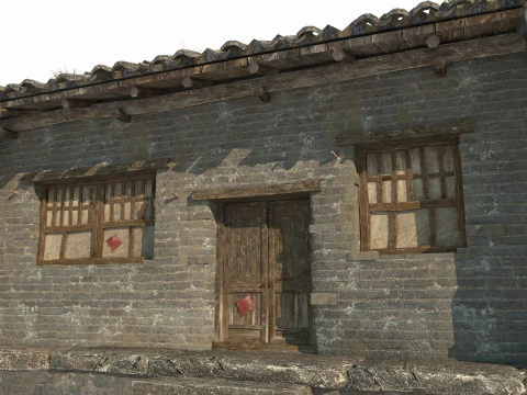 Arsitektur Asia kuno dan bangunan tempat tinggal Model 3D