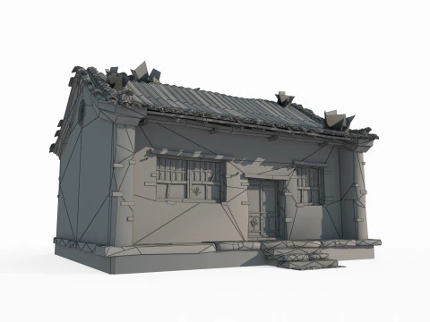 Arsitektur Asia kuno dan bangunan tempat tinggal Model 3D