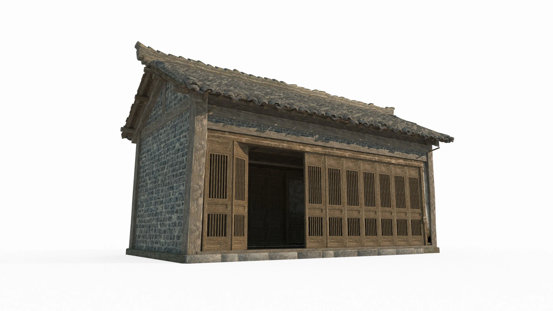 Casas urbanas de azulejos de arquitetura asi&aacute;tica antiga Modelo 3D .c4d .max .obj .3ds .fbx .stl .blend 