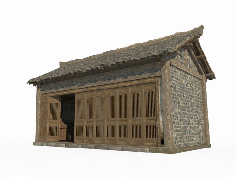 Casas urbanas de azulejos de arquitetura asi&aacute;tica antiga Modelo 3D