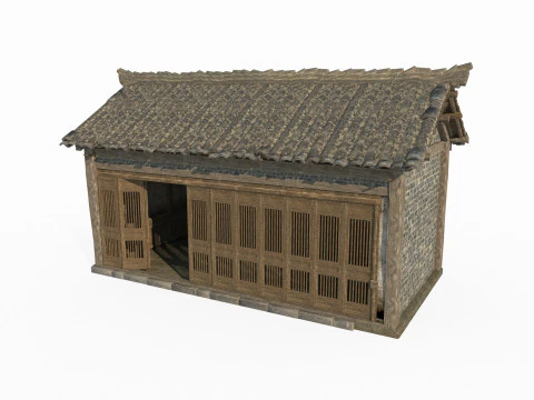 Casas urbanas de azulejos de arquitetura asi&aacute;tica antiga Modelo 3D