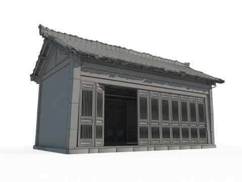 Casas urbanas de azulejos de arquitetura asi&aacute;tica antiga Modelo 3D