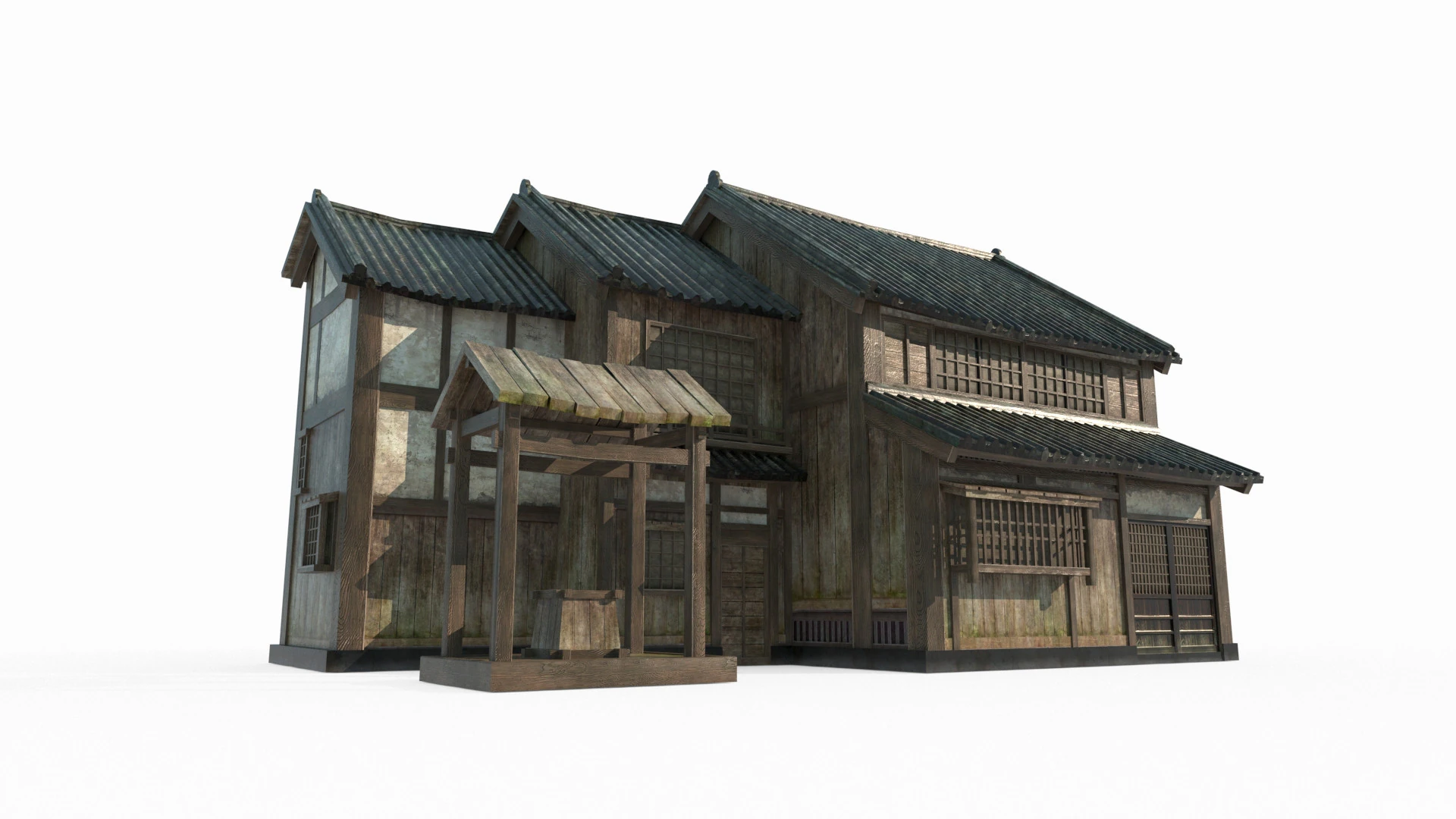Ancient Asian tile-roofed architecture 3D Model .c4d .max .obj .3ds .fbx .stl .blend 