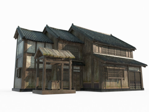 Ancient Asian tile-roofed architecture 3D Model