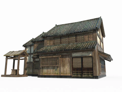Ancient Asian tile-roofed architecture 3D Model