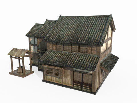 Ancient Asian tile-roofed architecture 3D Model