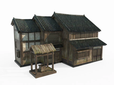 Ancient Asian tile-roofed architecture 3D Model