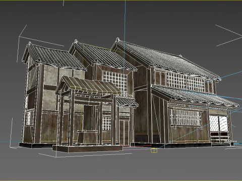 Ancient Asian tile-roofed architecture 3D Model