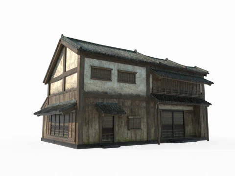 Ancient Asian tile-roofed architecture 3D Model