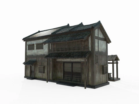 Ancient Asian tile-roofed architecture 3D Model
