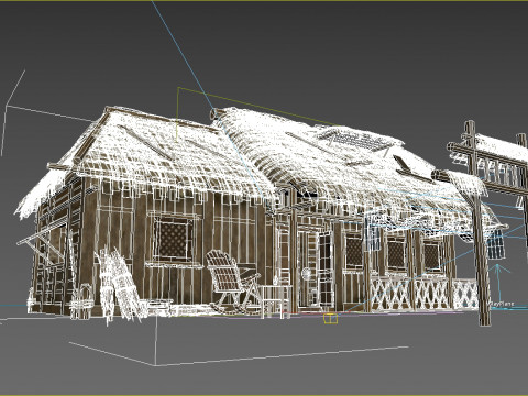 Asian ancient architecture thatched houses Modelo 3D