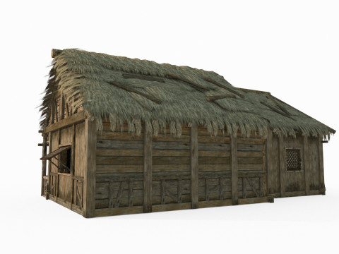 Asian ancient architecture thatched houses Modelo 3D