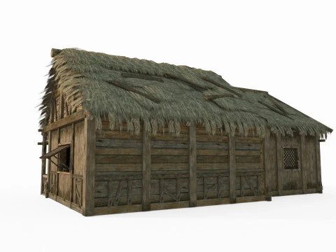 Asian ancient architecture thatched houses 3D Model
