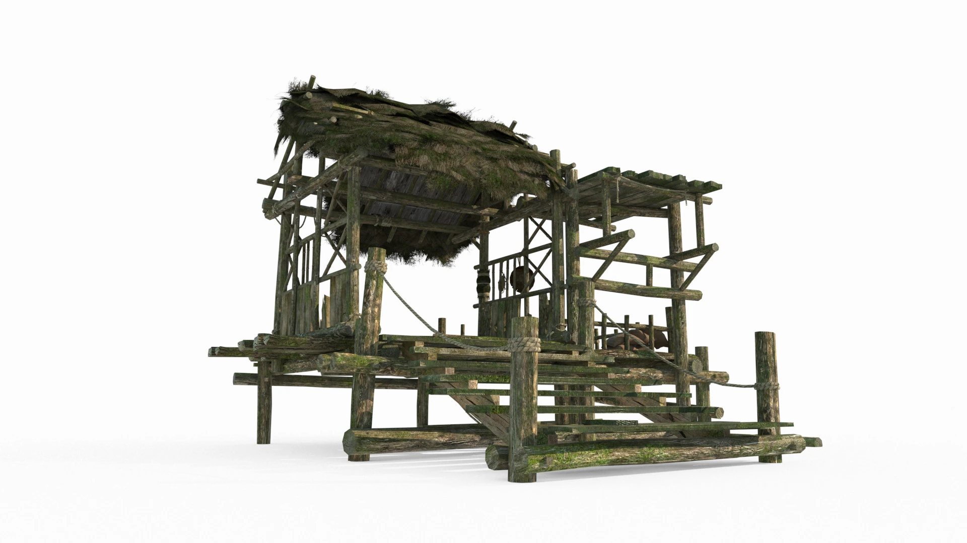 Asian ancient architecture thatched pergola 3D Model .c4d .max .obj .3ds .fbx .stl .blend 