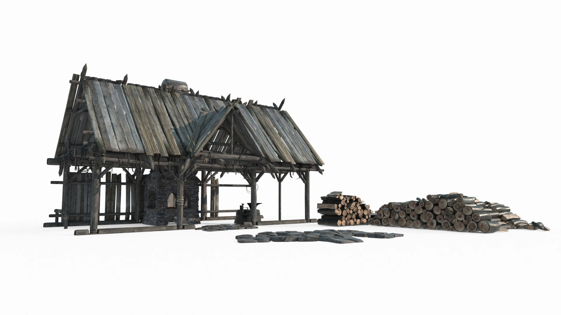 Medieval architecture blacksmith shop 3D Model .c4d .max .obj .3ds .fbx .stl .blend 
