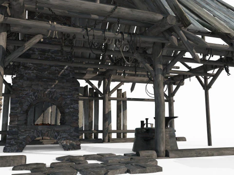 Medieval architecture blacksmith shop 3D Model