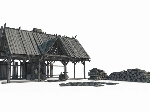 Medieval architecture blacksmith shop 3D Model