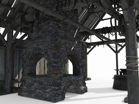 Medieval architecture blacksmith shop 3D Model