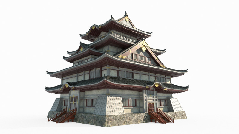 The magnificent palaces of ancient Asian architecture 3D Model .c4d .max .obj .3ds .fbx .stl .blend