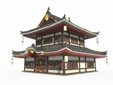 Розкішні флігелі стародавньої азіатської архітектури 3D Модель