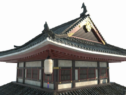 Розкішні флігелі стародавньої азіатської архітектури 3D Модель