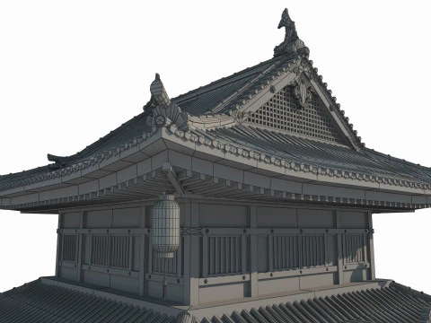 Розкішні флігелі стародавньої азіатської архітектури 3D Модель