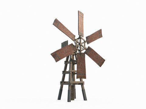 Ancient Asian Timber Windmill Modello 3D