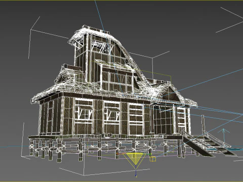 Криті соломою будинки в стародавній азіатській племінній архітектурі 3D Модель