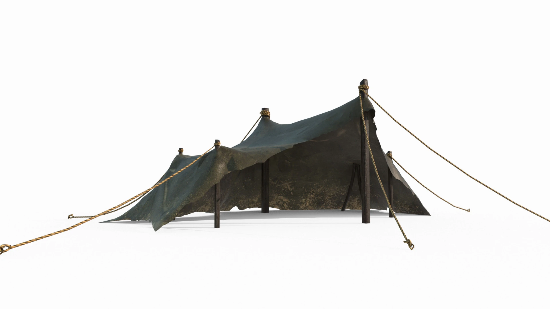 Ancient simple outdoor tent 3D Model .c4d .max .obj .3ds .fbx .stl .blend 