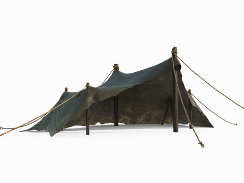 Antigua y sencilla tienda de campaña al aire libre. Modelo 3D