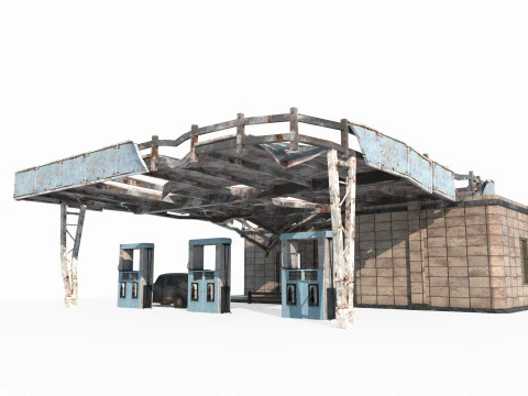 Напівзруйнована АЗС у сучасній архітектурі 3D Модель