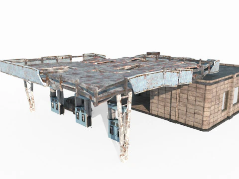 Напівзруйнована АЗС у сучасній архітектурі 3D Модель