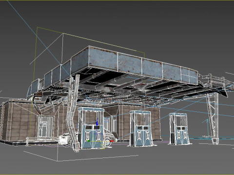Напівзруйнована АЗС у сучасній архітектурі 3D Модель