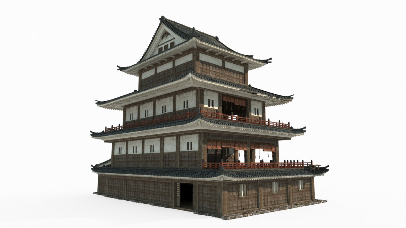 Роскошные отели в древней азиатской архитектуре 3D Модель .c4d .max .obj .3ds .fbx .stl .blend 