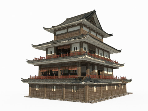 Роскошные отели в древней азиатской архитектуре 3D Модель